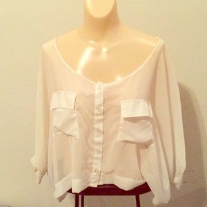 White oversized sheer t shirt